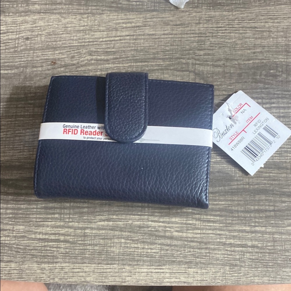 Buxton Dark Blue Leather Wallet